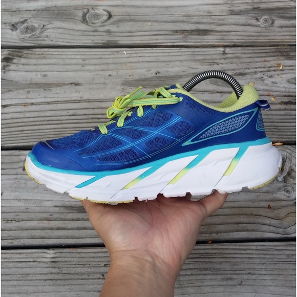 Women Hoka One One Clifton 2 True Blue Mesh Running Shoes Sneakers - Picture 4 of 8